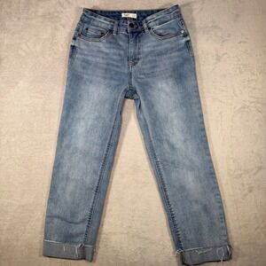 OAT New York Womens Straight Leg Jeans Light Wash RawHem Blue Size 2 26 P0192-CA